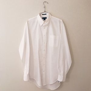 Lands End Men's White-White Dress Shirt
